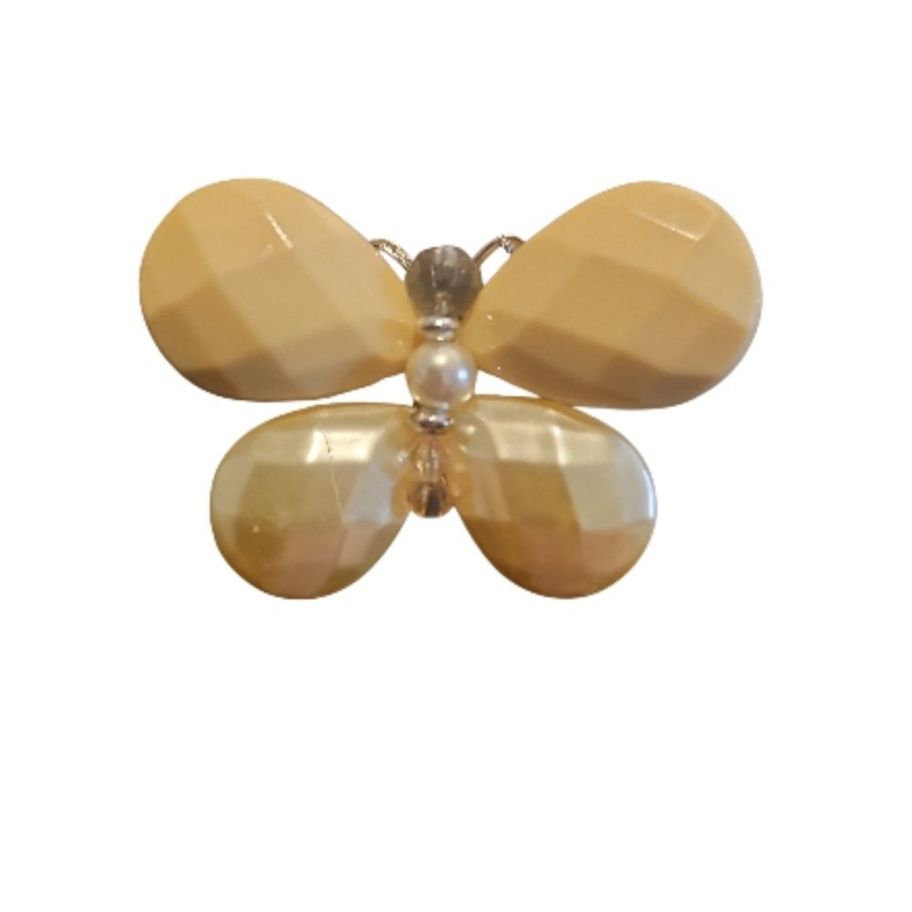 Gold and Silver Leaf Brooch Pearl Like 1.5"